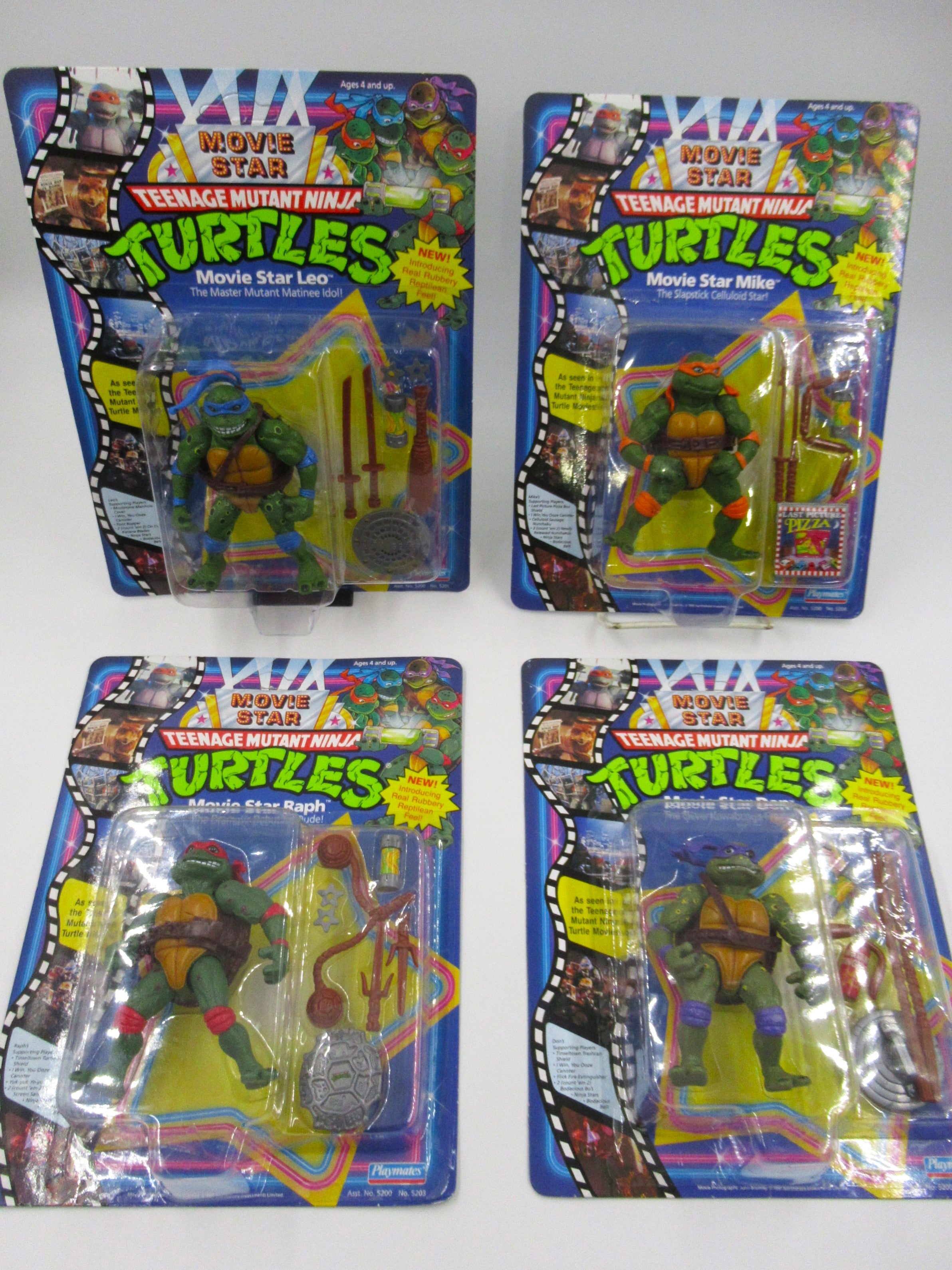 Teenage Mutant Ninja Turtles Movie Star Turtles Set of 4 Figure TMNTs - Playmates (1991)